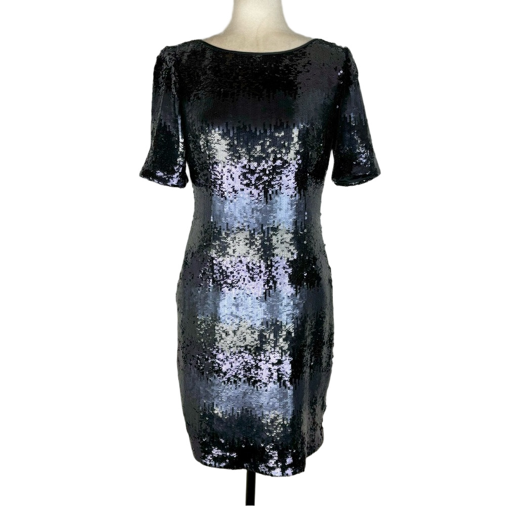 Tahari navy sequinned dress